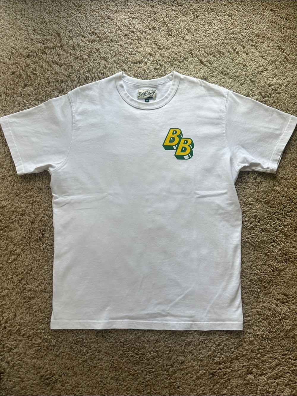 Bogey Boys White T-Shirt with Yellow & Green Logo